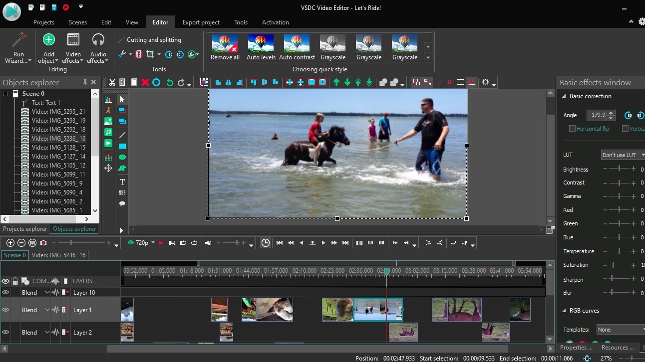 vsdc video editor cutting and splitting