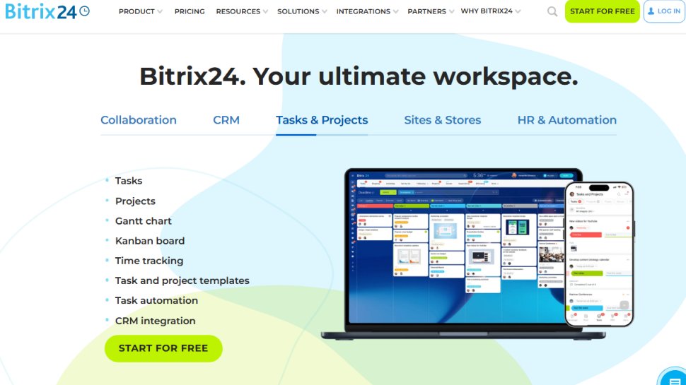 Website screenshot of Bitrix24 (February, 2026)