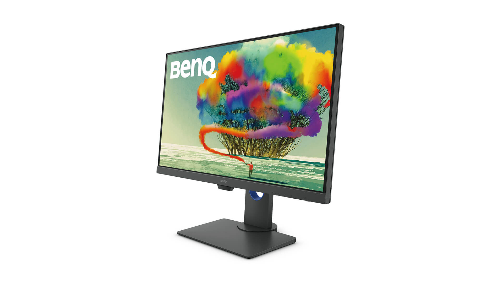 BenQ PD2700U at an angle on a white background