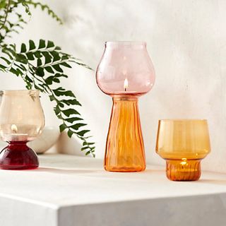 Colored glass footed votives