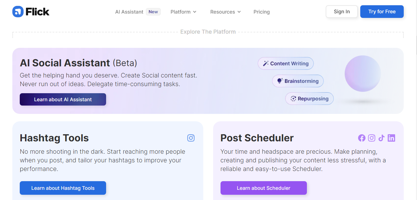 Website screenshot for Flick