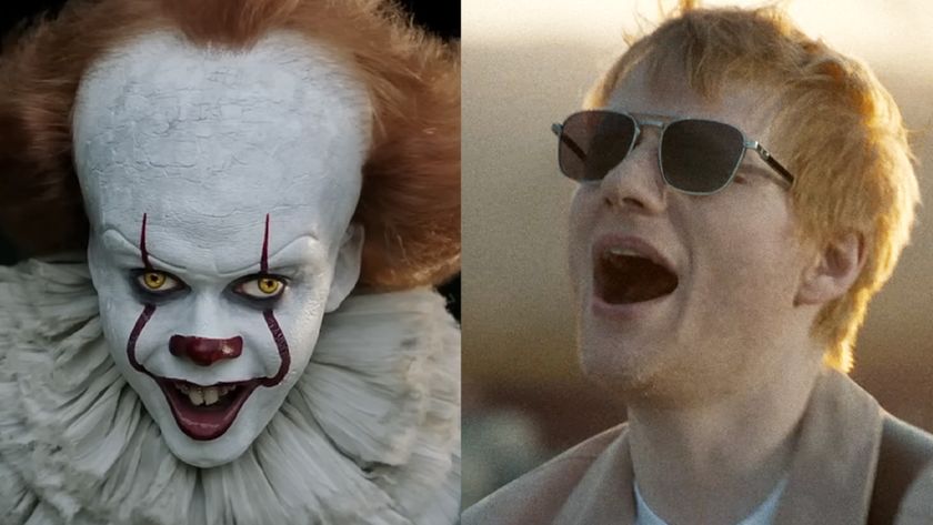 Pennywise as he appears in IT: Chapter 1, Ed Sheeran singing in the music video to &quot;Drive,&quot; from the F1 soundtrack. 
