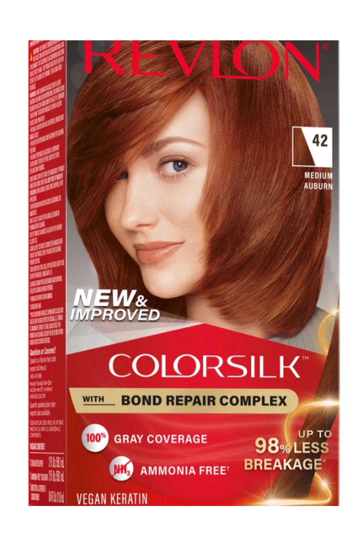a red box of red hair dye with a white model on the front