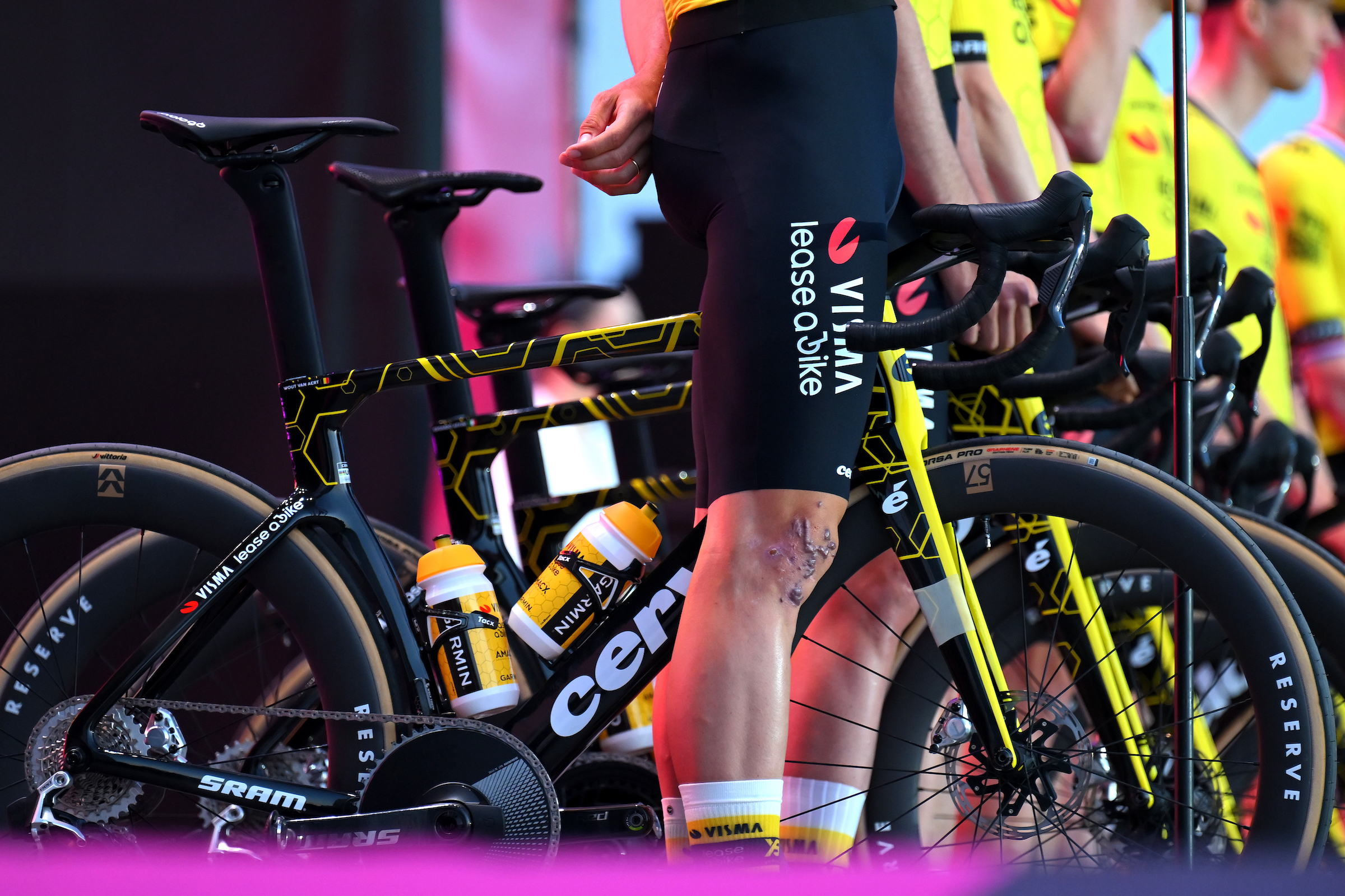 Visma Lease-a-bike at the 2025 Giro presentation in Albania