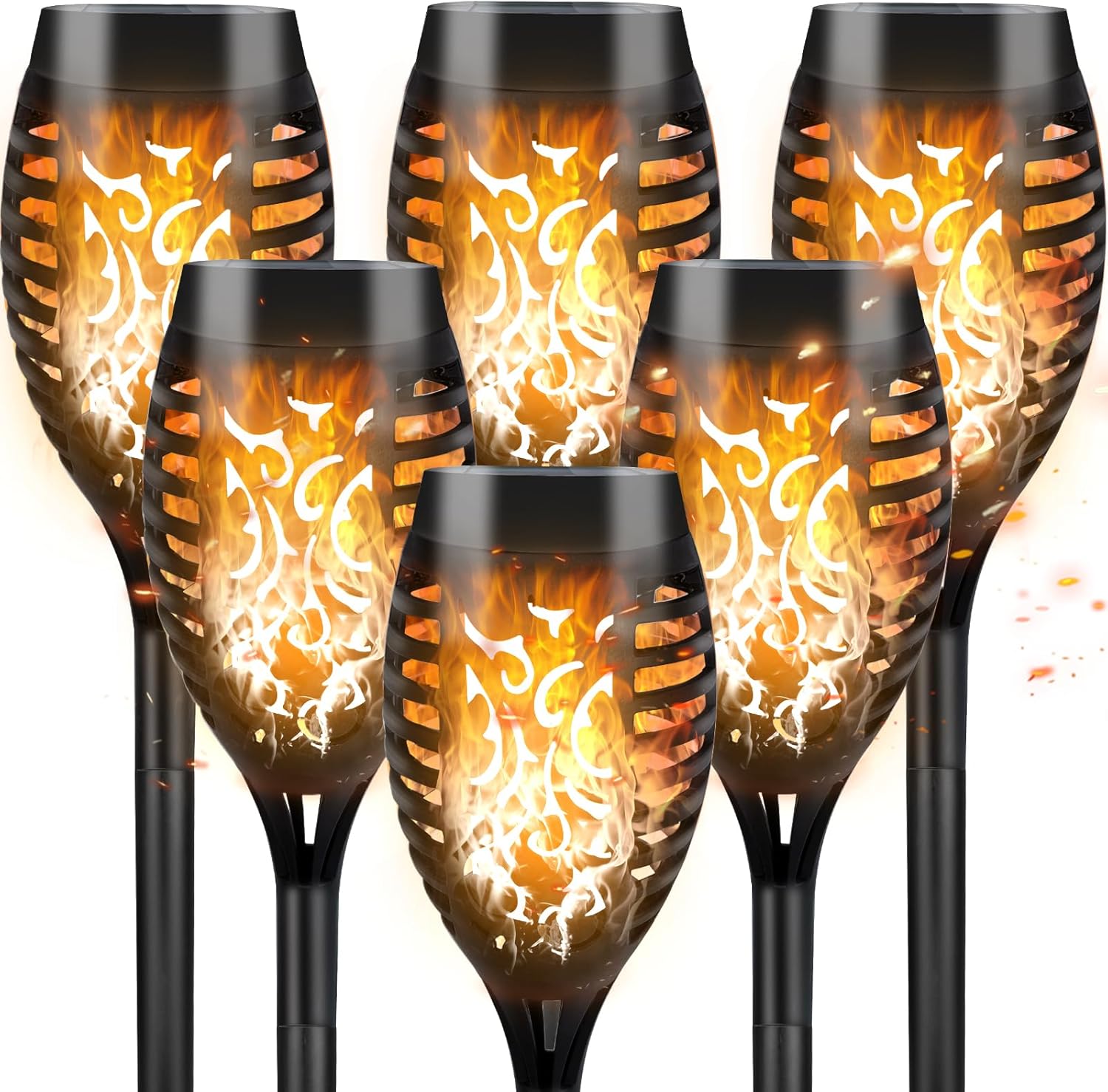 Cnmtcco Solar Lights Outdoor Garden, 6 Pack Solar Flickering Dancing Flame Lights, Waterproof Solartorch Light Landscape Lighting for Garden Patio Pathways Lawn Yard Decoration