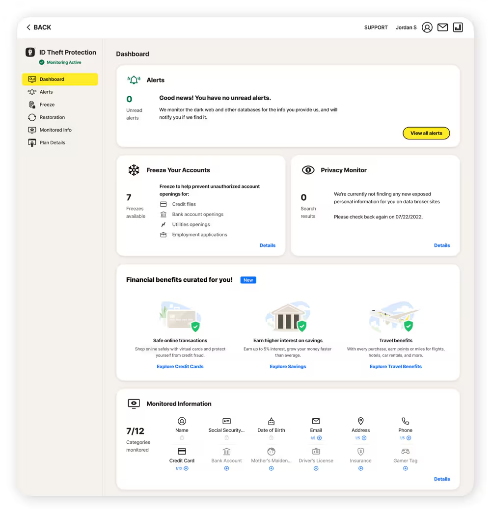 Norton LifeLock dashboard