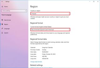 Windows 10 change region settings