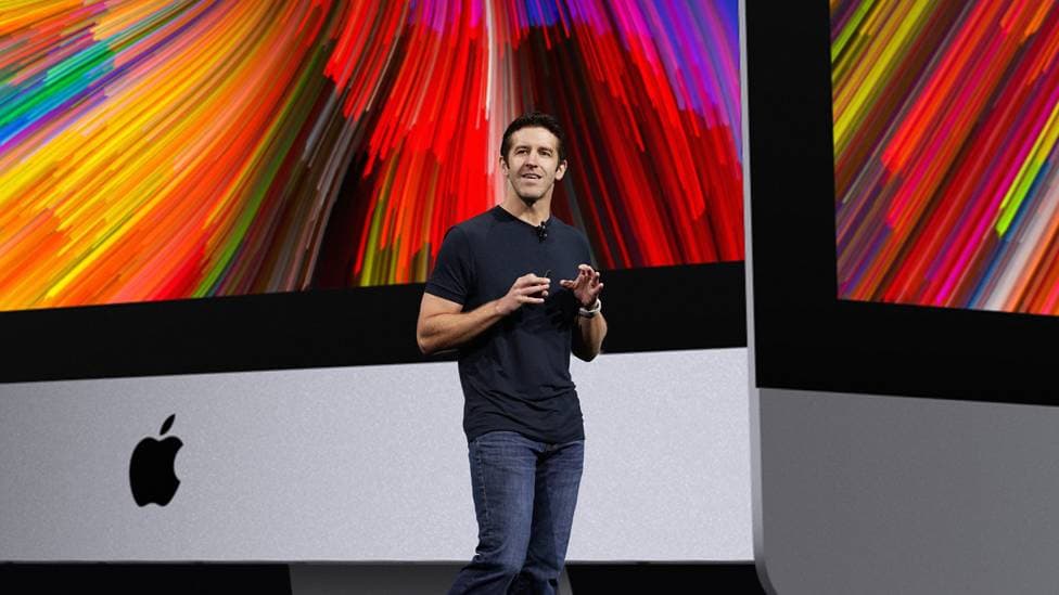 Apple's John Ternus presenting new Apple products.