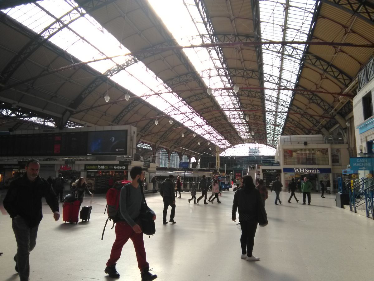 Aside from being a bit of a dull shot, check out the purple fringing in the skylights, and the paucity of fine detail.