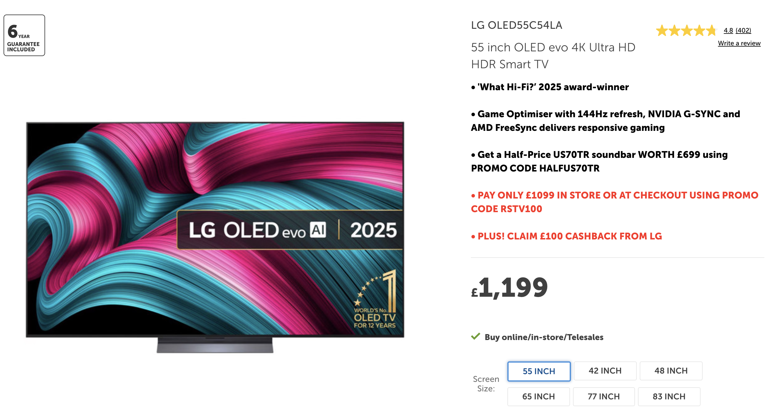 LG C5 cashback deal at Richer Sounds