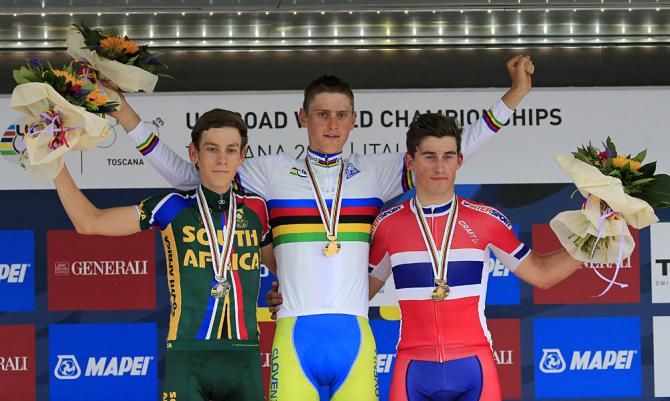 U23 men's podium: Matej Mohoric (Slovenia) - Louis Meintjes (South Africa) - Sonder Enger (Norway)