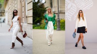 A composite of street style influencers showing the best shoes to wear in paris