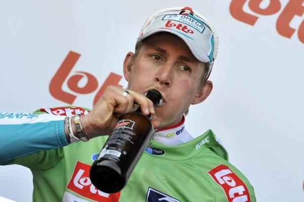 Andr&eacute; Greipel (Omega Pharma-Lotto) leads the points classification.