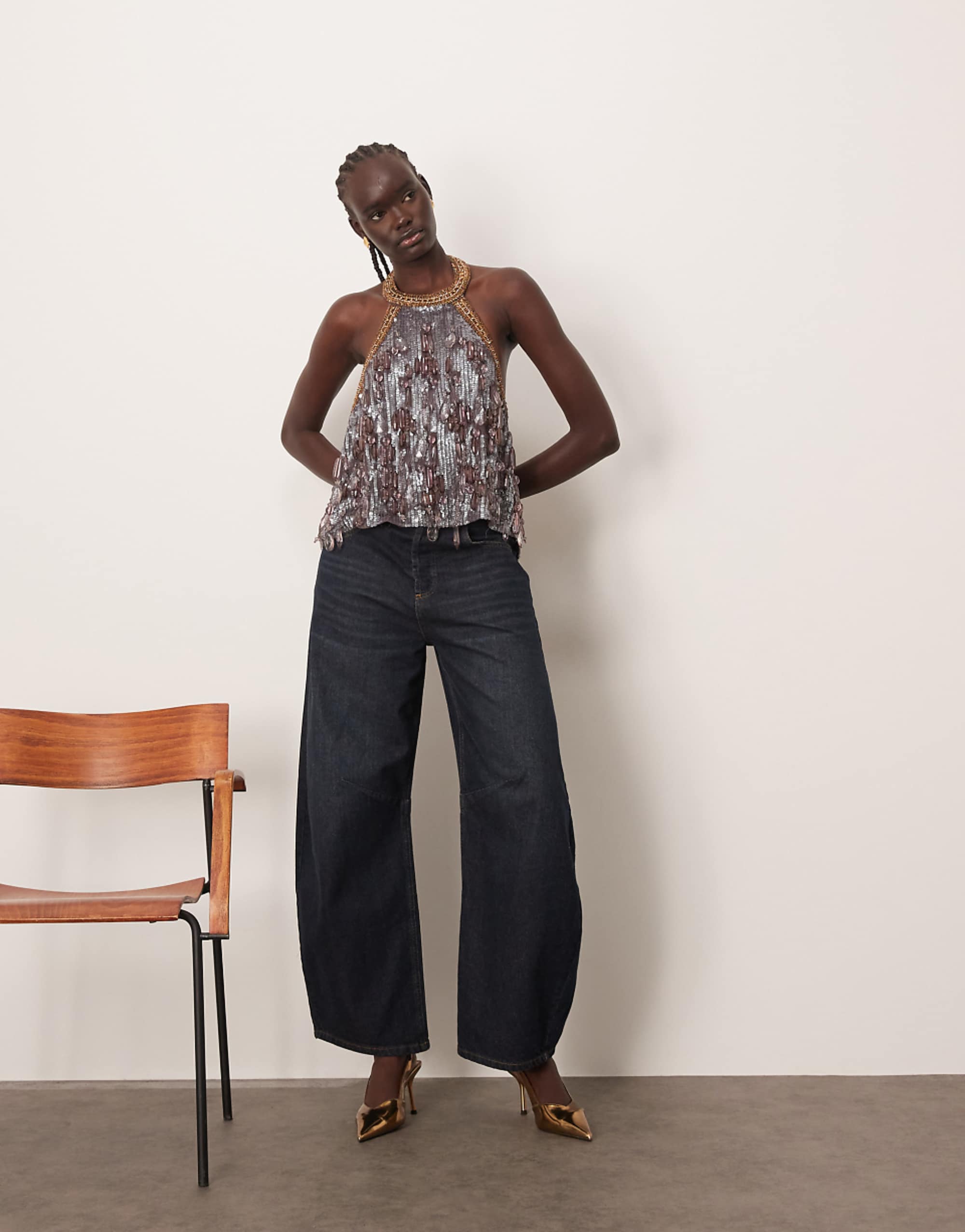 Arrange Halter Embellished Top in Purple