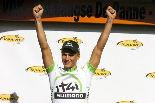 Stage winner Marcel Kittel (Project 1t4i) on the podium.
