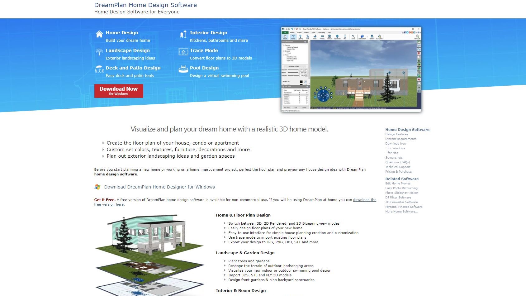 Website screenshot for DreamPlan
