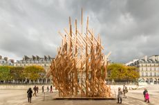 Yure pavilion, Jardin de Tuileries, Paris, 2019, a project by Kengo Kuma featured in his new book Substance