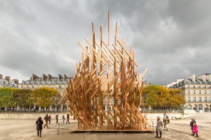 Yure pavilion, Jardin de Tuileries, Paris, 2019, a project by Kengo Kuma featured in his new book Substance