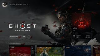 The Ghost of Tsushima home screen shown on a PlayStation 5 console.