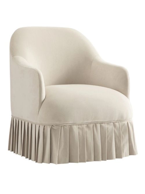 Calliope Skirted Armchair in Beige Velvet