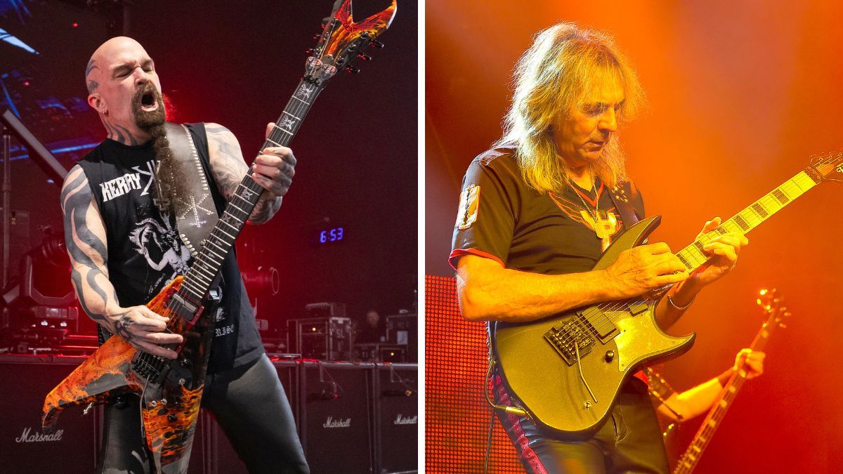 Left-Kerry King performs at Michigan Lottery Amphitheatre at Freedom Hill on August 10, 2024 in Sterling Heights, Michigan; Right-Glenn Tipton of Judas Priest performs at The Warfield Theater on October 20, 2015 in San Francisco, California