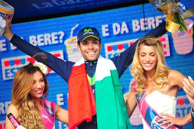 Giovanni Visconti (Movistar) on the podium