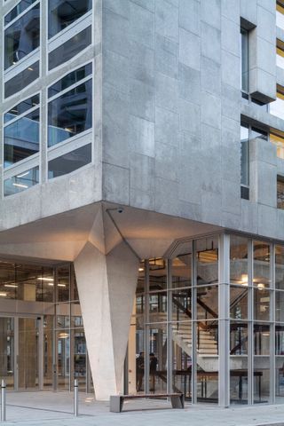 space house brutalist architecture in london exterior of brutalist structure and glazing