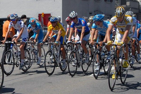 The peloton starts stage five of the Tour de Suisse.