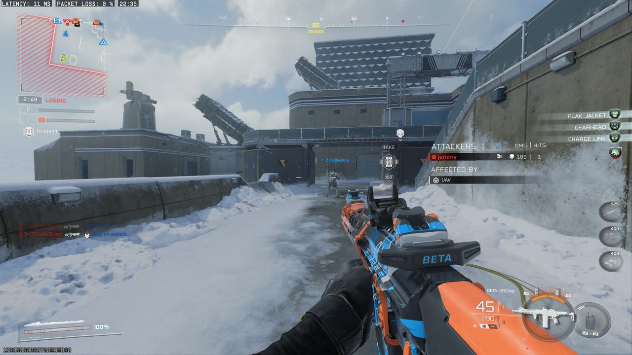 Testing server latency between playlists on the Black Ops 7 beta.