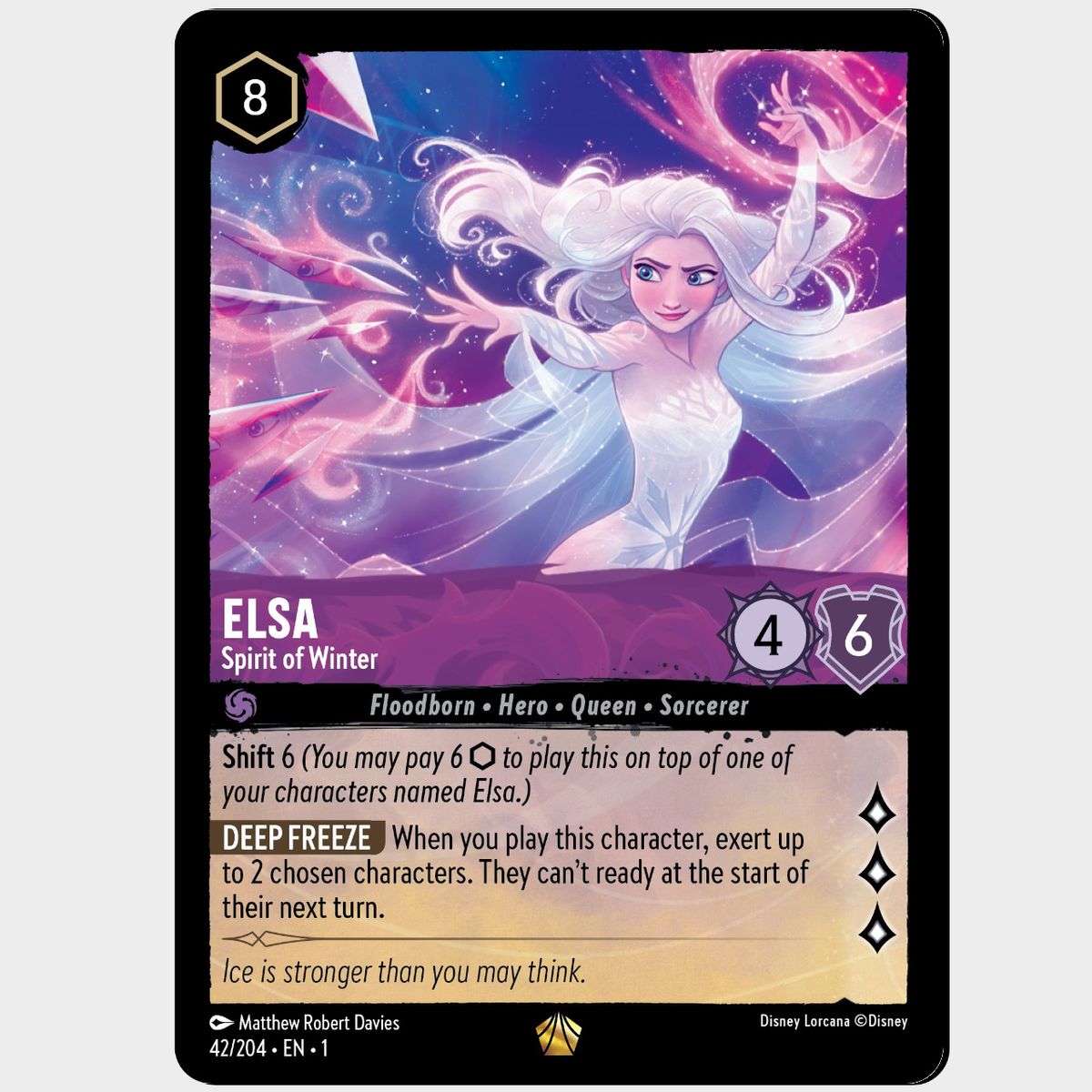 Disney Lorcana cards on a plain background