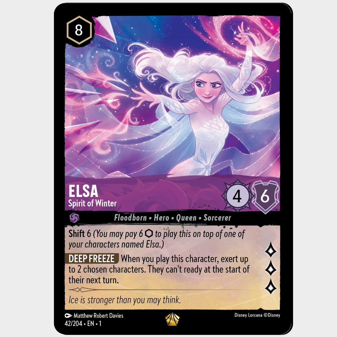 Disney Lorcana cards on a plain background