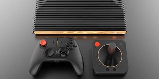 The Atari VCS game console and controllers.