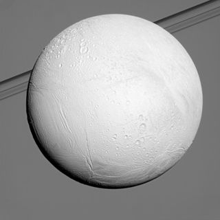 Saturn's icy moon Enceladus is seen in amazing detail by NASA's Cassini spacecraft, which has been studying Saturn and its many moons since 2004.