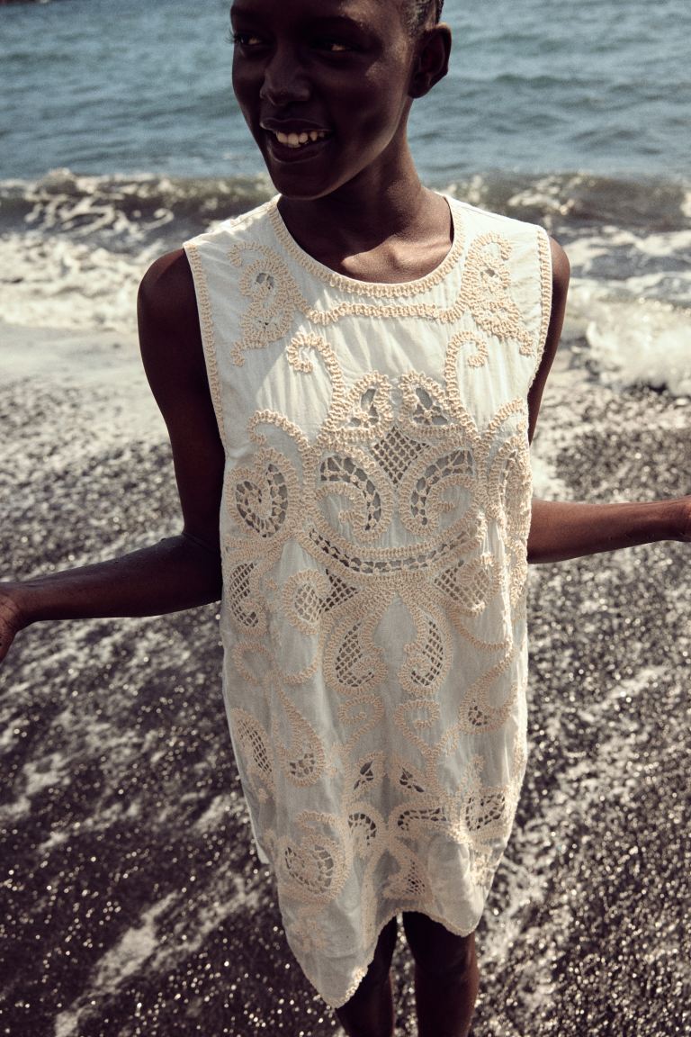 H&M Eyelet-Embroidered Shift Dress