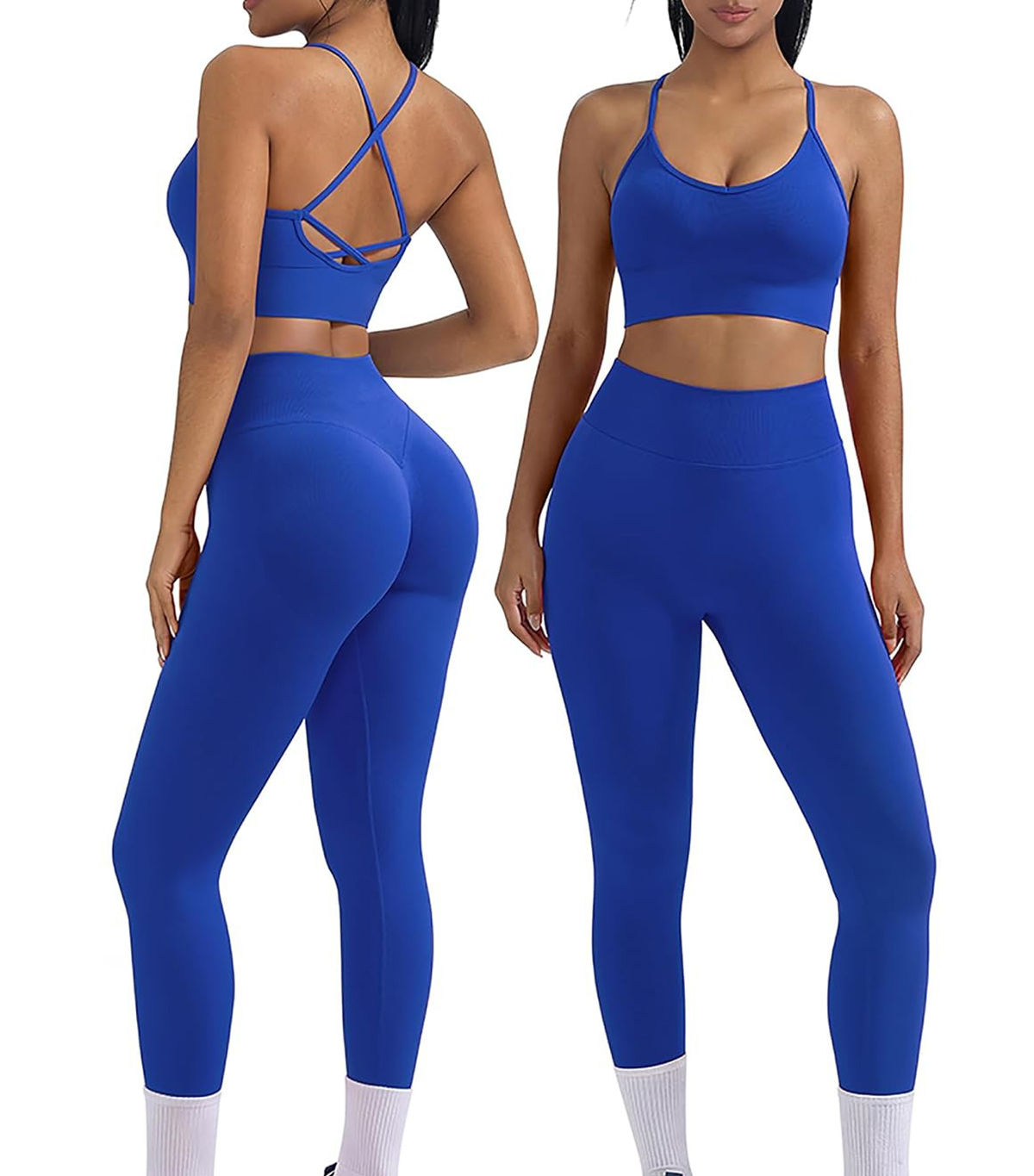 OMKAGI, Seamless Open Back Sports Bra With Leggings