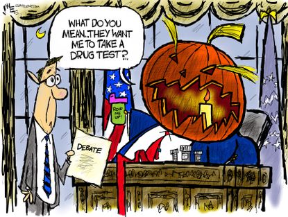 Political Cartoon U.S. Trump COVID Halloween
