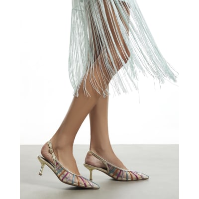 Multi Colour Panelled Mesh Court Heels