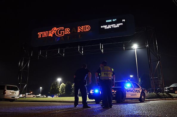 The scene outside the Grand Theatre in Lafayette, Louisiana.