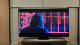 Samsung QN800D with John Wick Chapter 4 on screen
