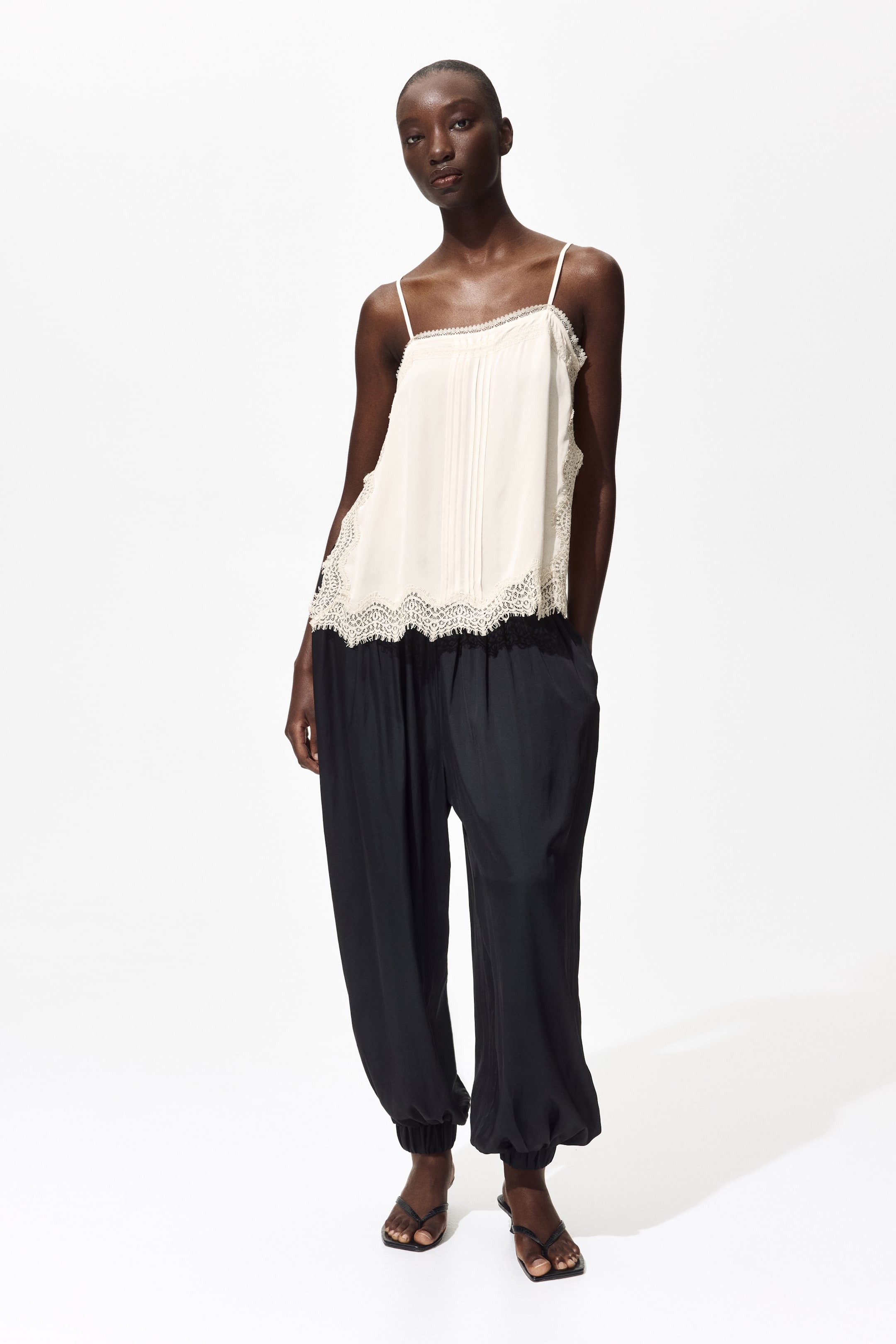 Lace-Trimmed Strappy Top