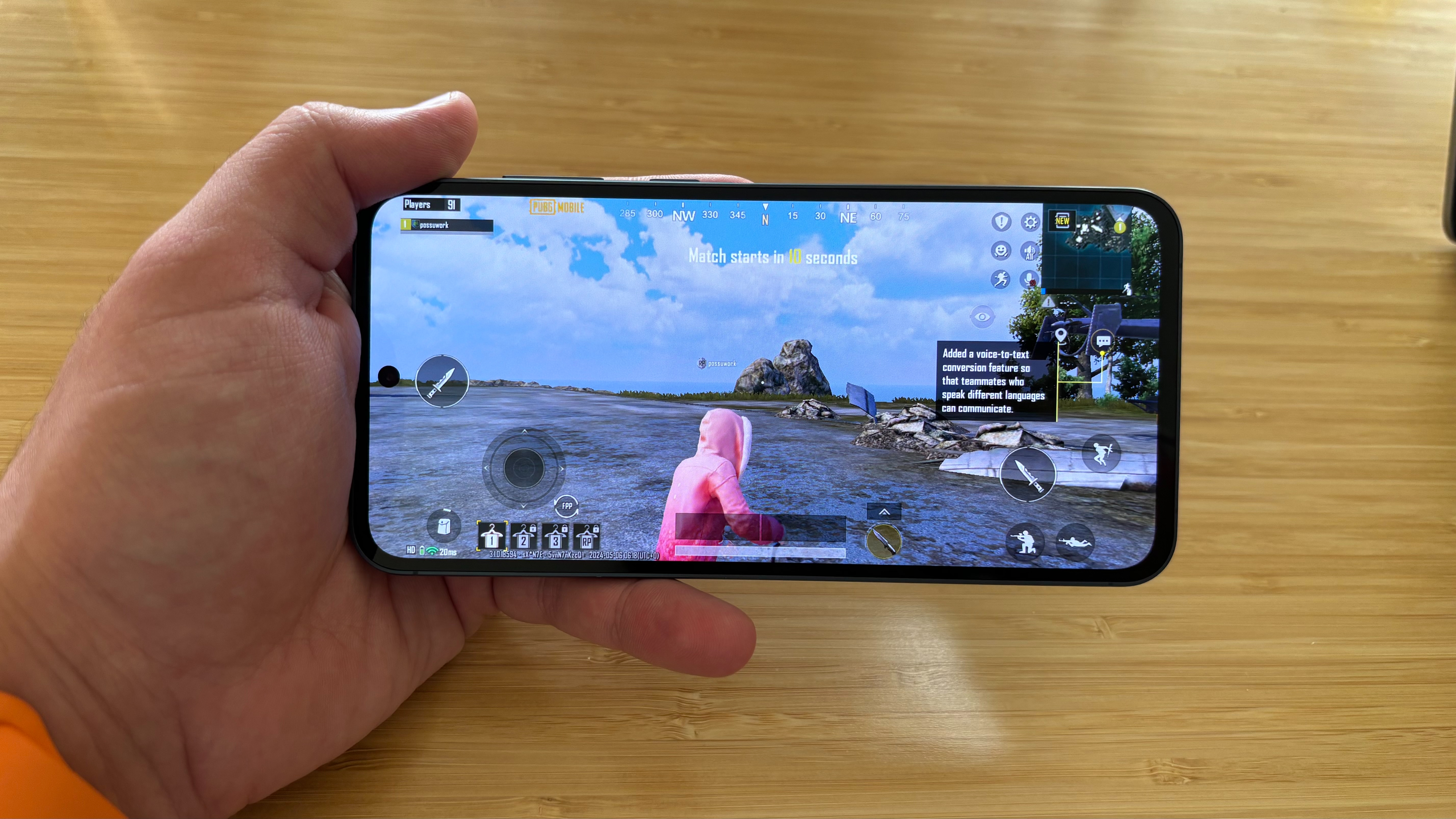 Samsung Galaxy A55 display playing PUBG Mobile
