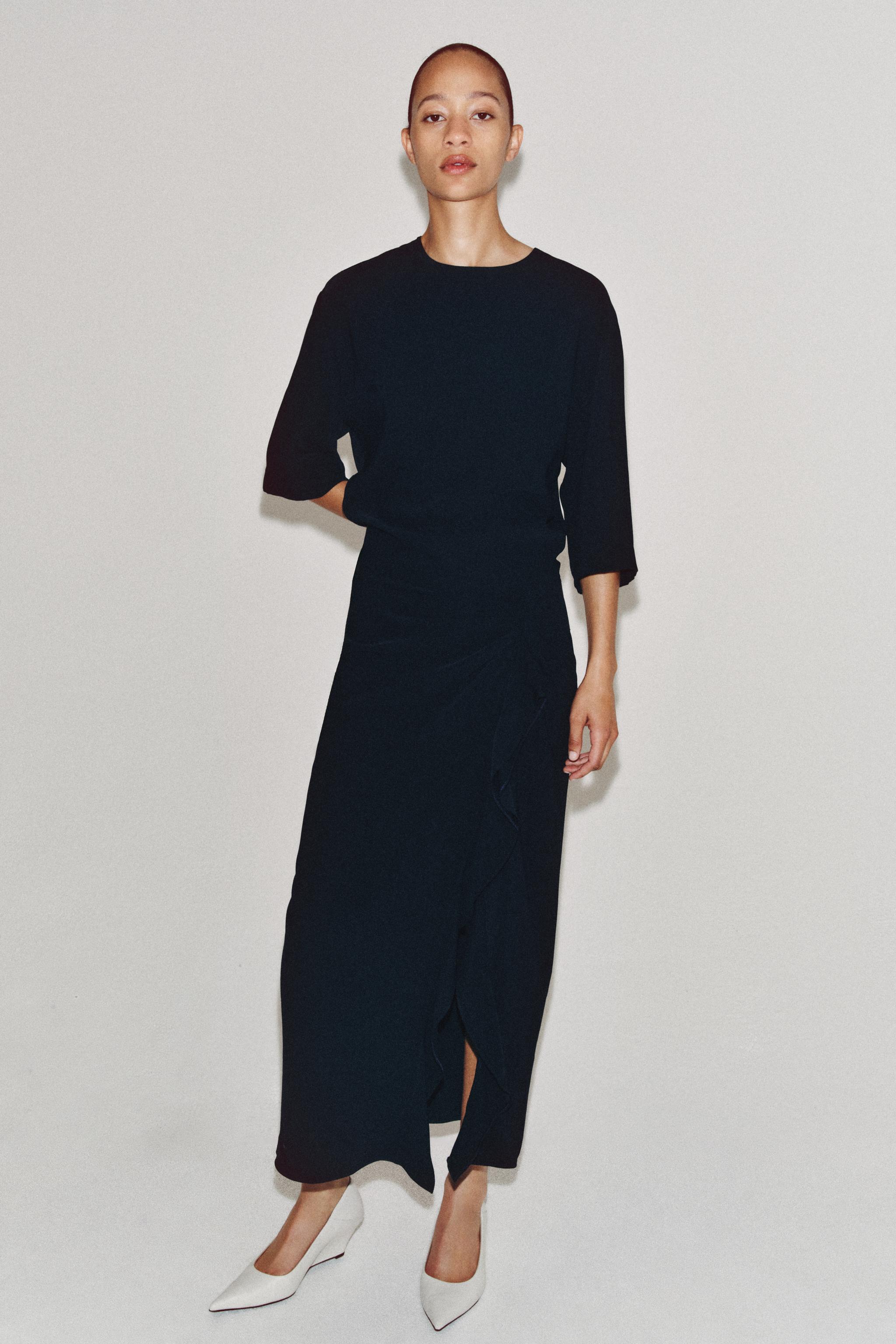 Zw Collection Draped Midi Dress
