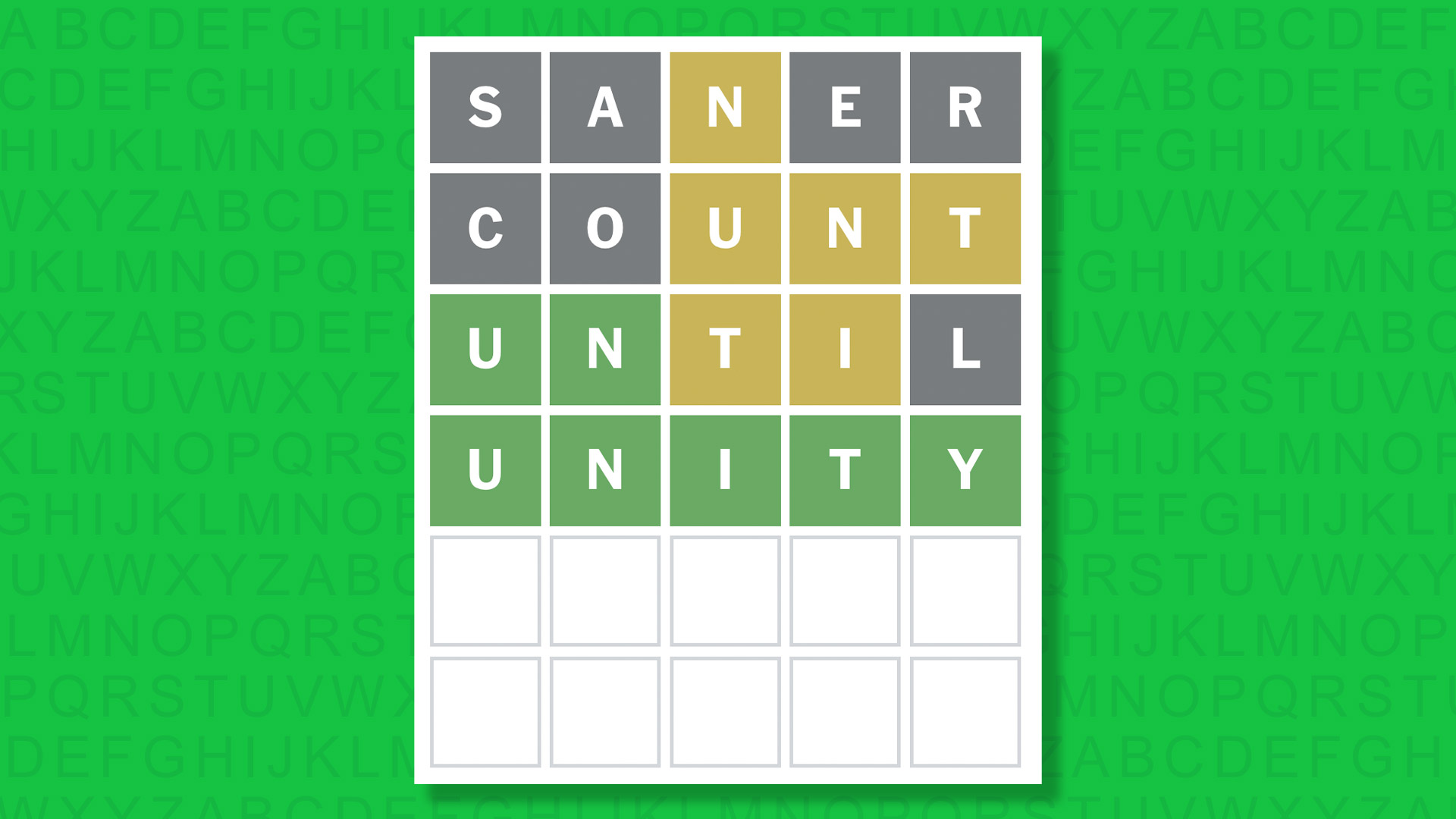 NYT Wordle answer for game 1832 on a green background