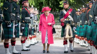 Queen Elizabeth II during an inspection of the Balaklava Company, 5 Battalion The Royal Regiment of Scotland