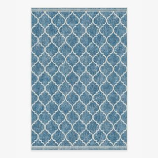blue patterned rug