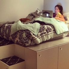 dad transforms cabinets into the coolest bed