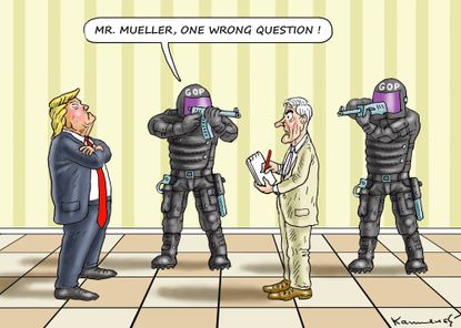 Political cartoon U.S. Trump Mueller FBI Russia investigation GOP loyalty
