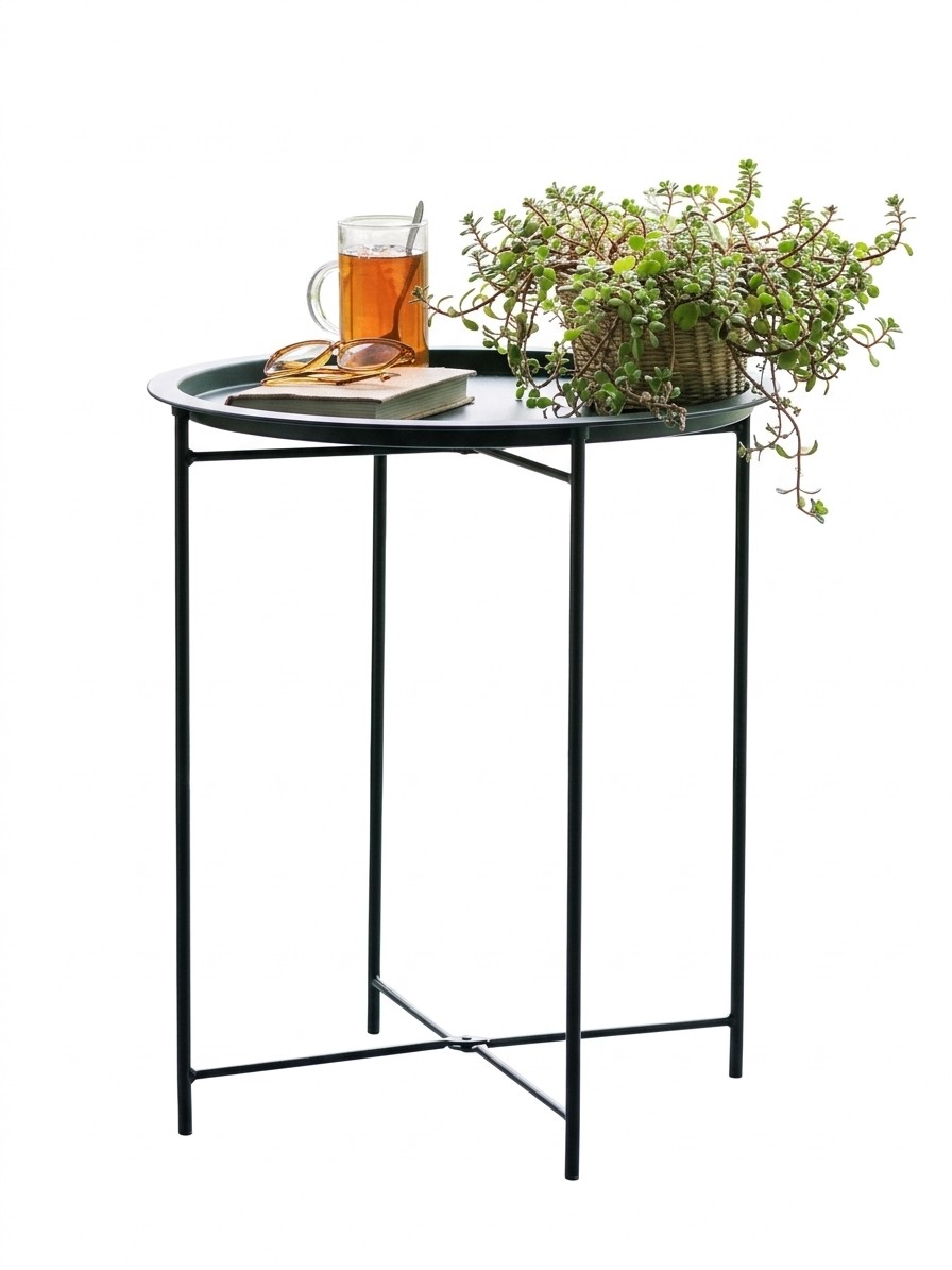 Habitat, Habitat Pula Folding Metal Garden Side Table - Black