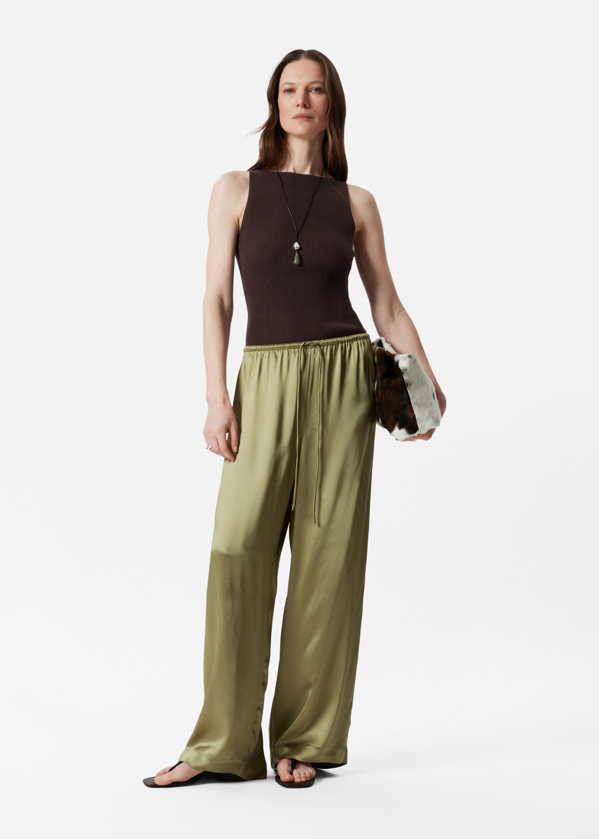 Drawstring Satin Trousers
