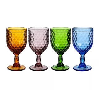 Colorful wine glass set.